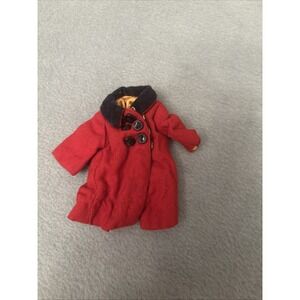 Vintage 1964 Penny Brite Doll Red Winter Coat w/ Black Collar from Travel Set